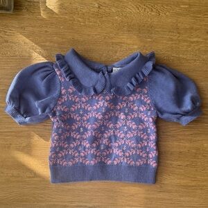 Janie and Jack Purple Sweater with Pink Pattern